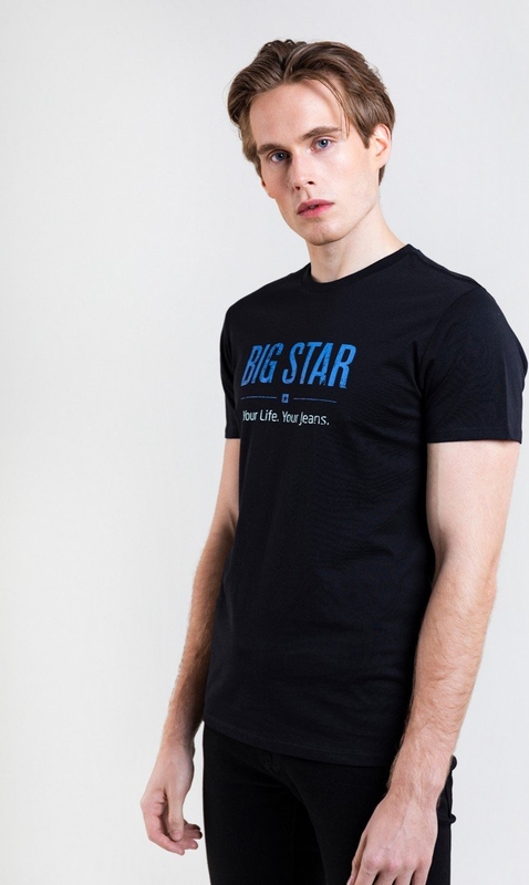 Czarny t-shirt Big Star z bawełny z krótkim rękawem