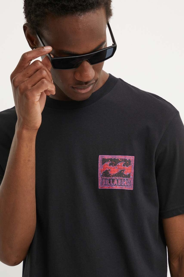 Czarny t-shirt Billabong z krótkim rękawem w młodzieżowym stylu