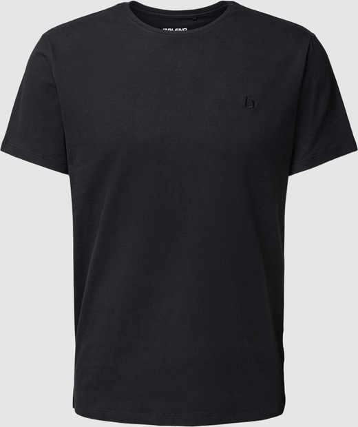 Czarny t-shirt Blend z bawełny z krótkim rękawem w stylu casual