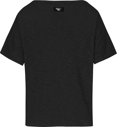 Czarny t-shirt Byinsomnia w stylu casual z krótkim rękawem