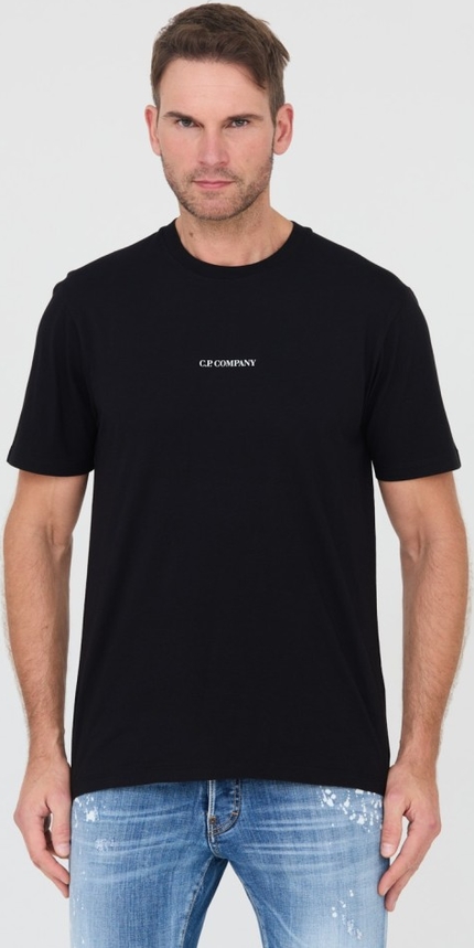 Czarny t-shirt C.P. Company w stylu casual z krótkim rękawem