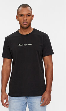 Czarny t-shirt Calvin Klein w młodzieżowym stylu z krótkim rękawem