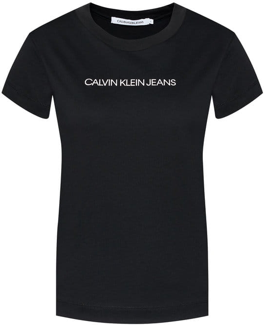 Czarny t-shirt Calvin Klein w młodzieżowym stylu z krótkim rękawem z okrągłym dekoltem
