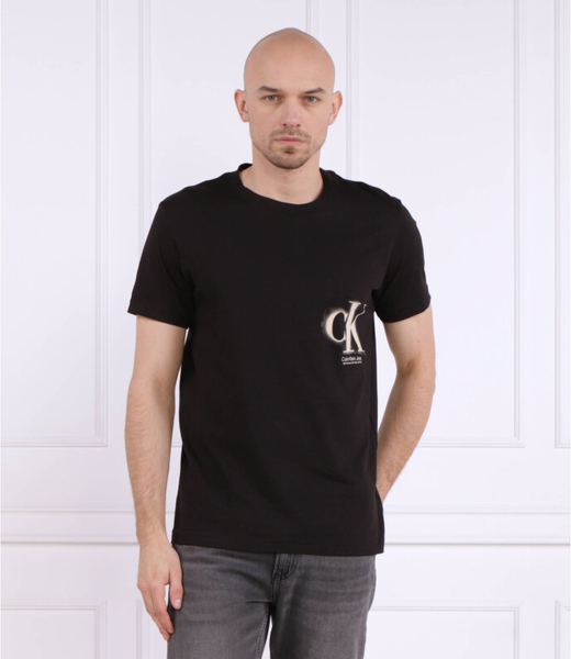 Czarny t-shirt Calvin Klein z bawełny w stylu casual z krótkim rękawem