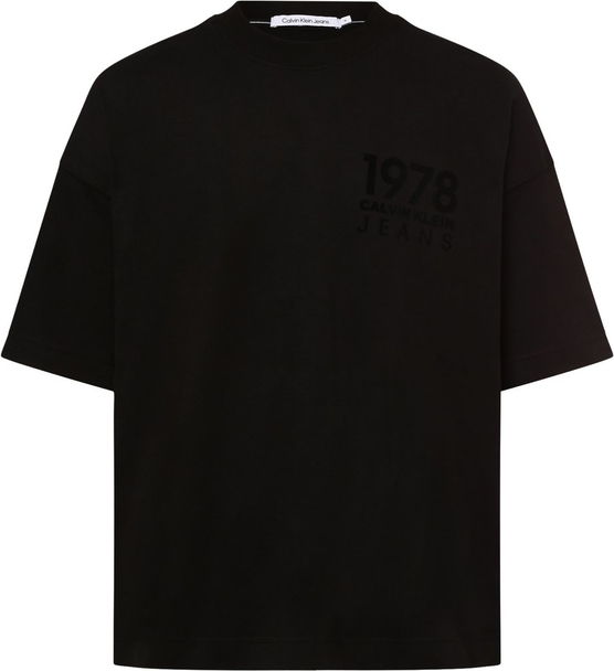 Czarny t-shirt Calvin Klein z bawełny w stylu casual z nadrukiem