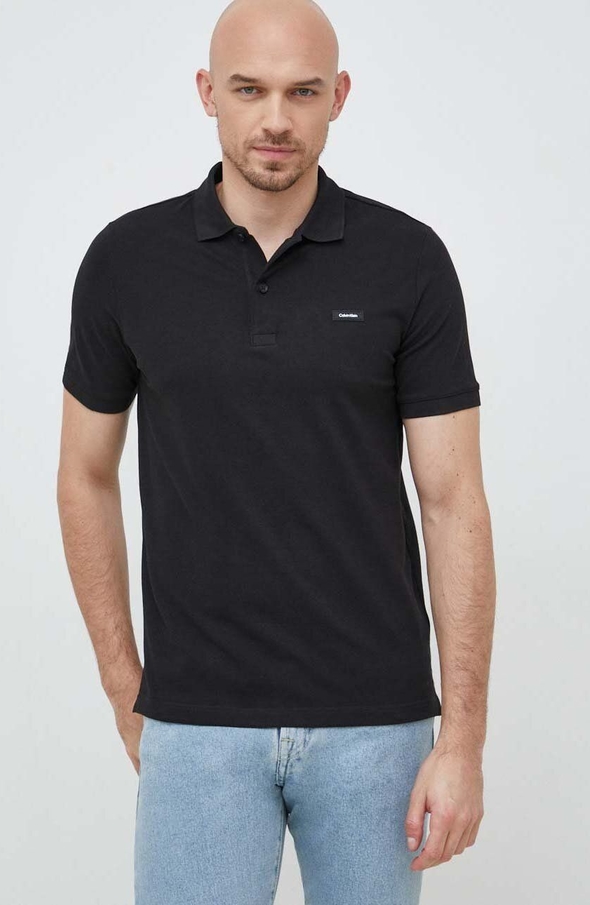Czarny t-shirt Calvin Klein z bawełny z krótkim rękawem