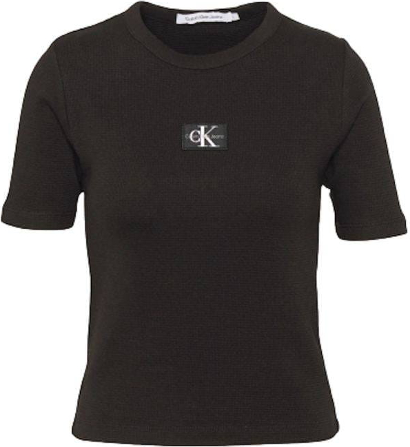 Czarny t-shirt Calvin Klein z bawełny z okrągłym dekoltem