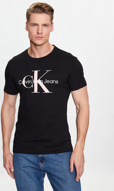 Czarny t-shirt Calvin Klein z krótkim rękawem w młodzieżowym stylu