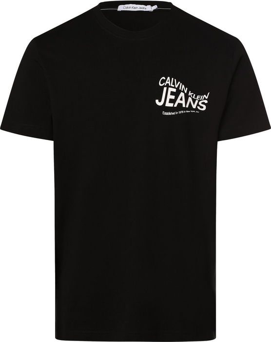 Czarny t-shirt Calvin Klein z nadrukiem z bawełny z krótkim rękawem
