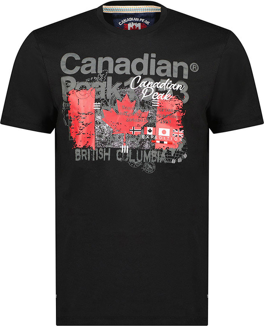 Czarny t-shirt Canadian Peak w młodzieżowym stylu