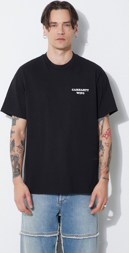 Czarny t-shirt Carhartt WIP z bawełny z krótkim rękawem