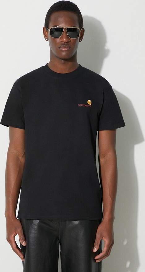 Czarny t-shirt Carhartt WIP z bawełny z krótkim rękawem w stylu casual