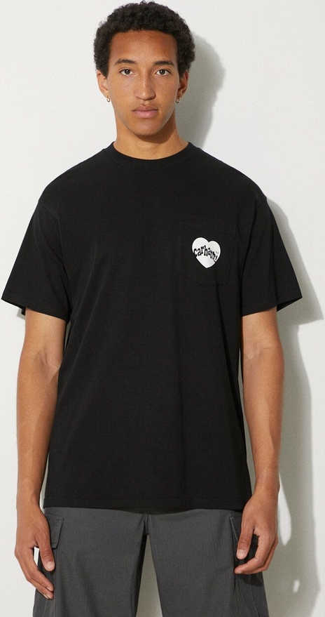 Czarny t-shirt Carhartt WIP z krótkim rękawem w stylu casual