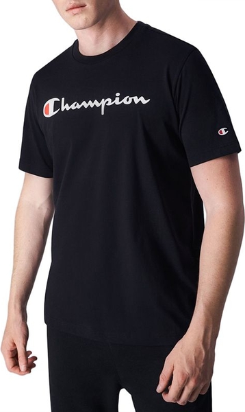 Czarny t-shirt Champion w młodzieżowym stylu z bawełny