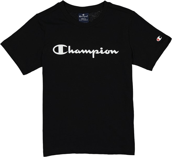 Czarny t-shirt Champion w młodzieżowym stylu z krótkim rękawem z bawełny