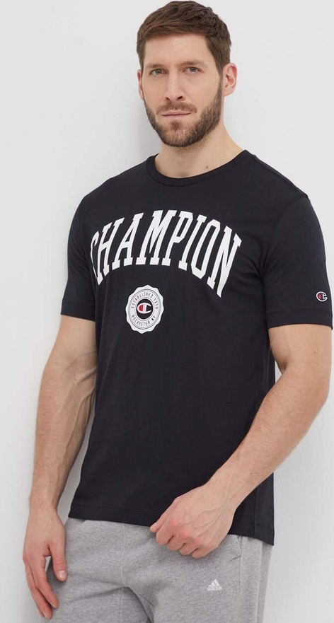 Czarny t-shirt Champion z bawełny