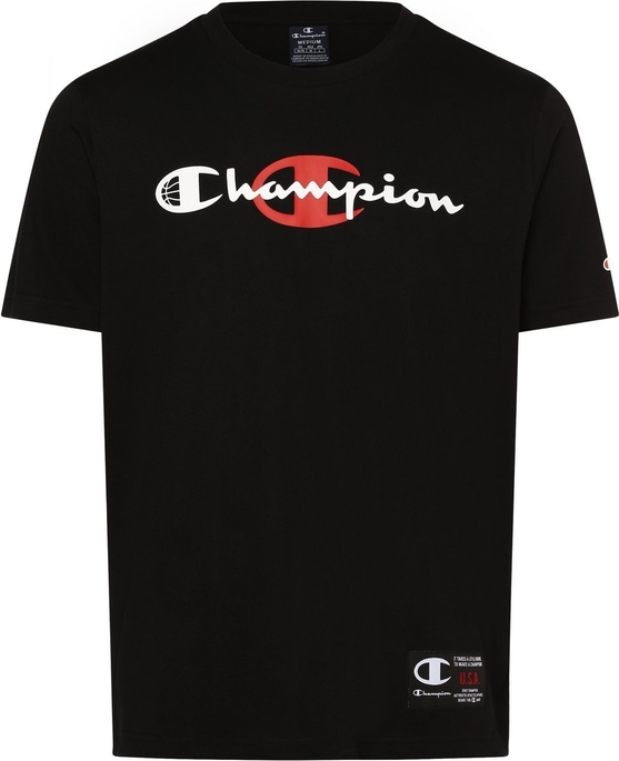 Czarny t-shirt Champion z nadrukiem z krótkim rękawem