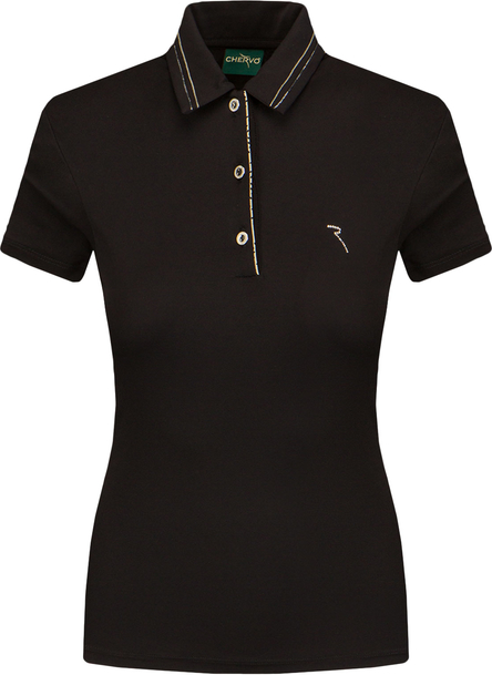 Czarny t-shirt Chervo w stylu casual z dżerseju z krótkim rękawem