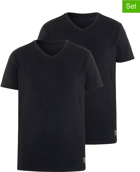 Czarny t-shirt Chiemsee z bawełny z krótkim rękawem w stylu casual