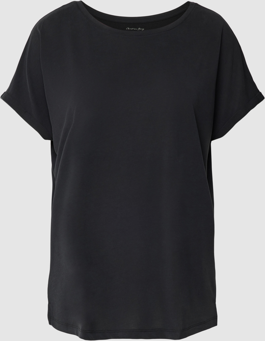 Czarny t-shirt Christian Berg Woman z krótkim rękawem w stylu casual z okrągłym dekoltem