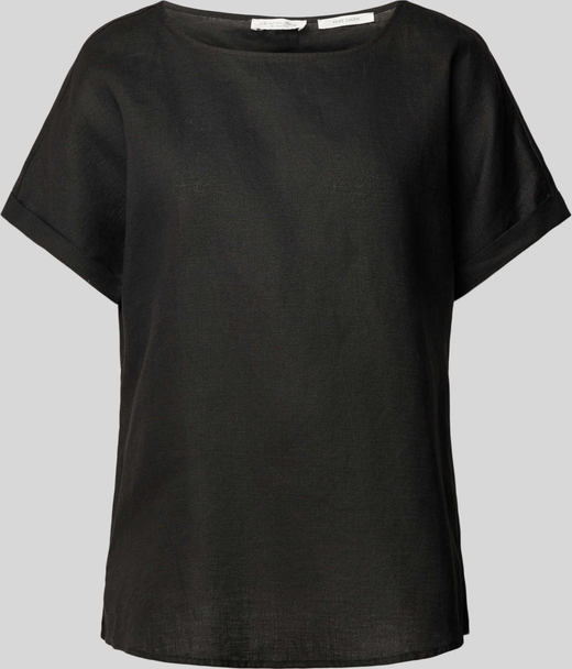 Czarny t-shirt Christian Berg Woman z okrągłym dekoltem z lnu