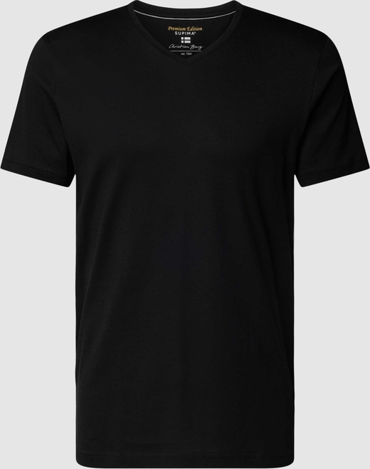 Czarny t-shirt Christian Berg z bawełny z krótkim rękawem