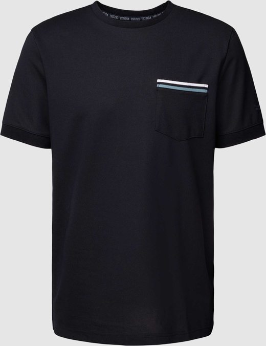 Czarny t-shirt Christian Berg z krótkim rękawem z bawełny w stylu casual