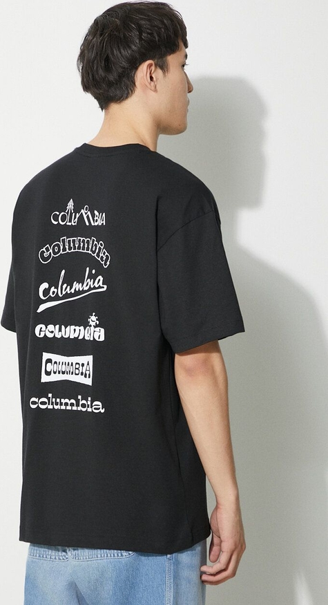 Czarny t-shirt Columbia w młodzieżowym stylu