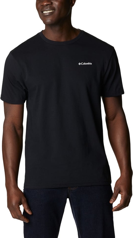 Czarny t-shirt Columbia z bawełny z krótkim rękawem w sportowym stylu