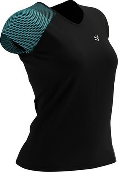 Czarny t-shirt Compressport z okrągłym dekoltem w sportowym stylu