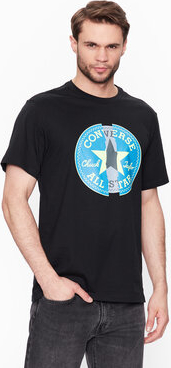 Czarny t-shirt Converse w młodzieżowym stylu z krótkim rękawem