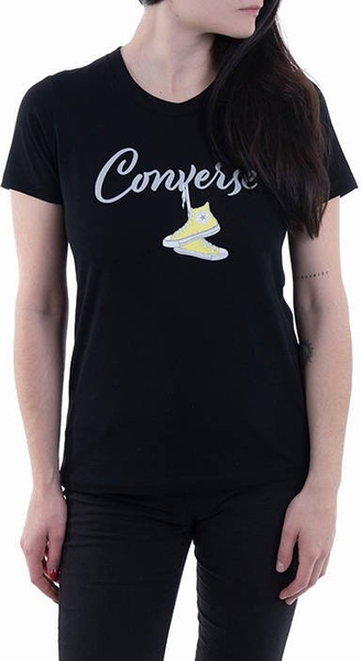Czarny t-shirt Converse z bawełny w młodzieżowym stylu