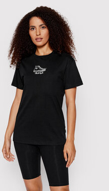 Czarny t-shirt Converse z krótkim rękawem z okrągłym dekoltem w stylu casual