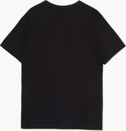 Czarny t-shirt Cropp z dzianiny z krótkim rękawem z nadrukiem