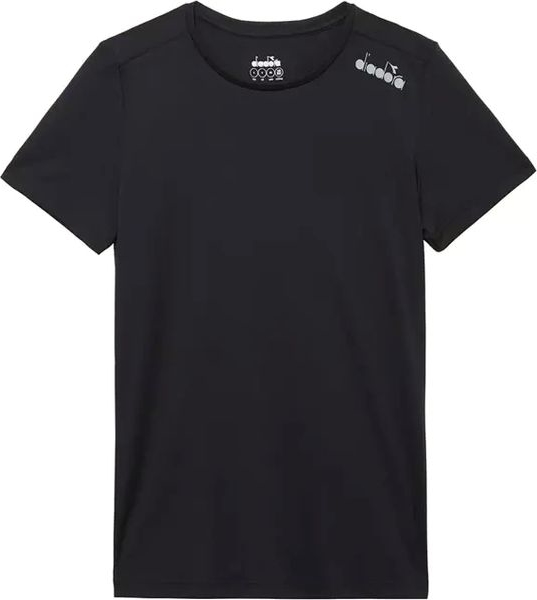 Czarny t-shirt Diadora w sportowym stylu z okrągłym dekoltem