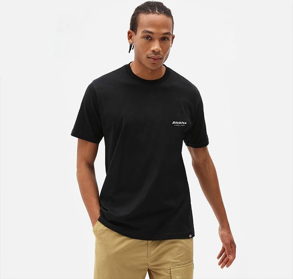 Czarny t-shirt Dickies z krótkim rękawem w stylu casual