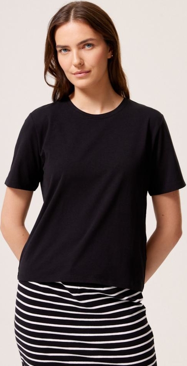 Czarny t-shirt Diverse z okrągłym dekoltem w stylu casual z krótkim rękawem