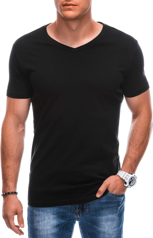 Czarny t-shirt Edoti z krótkim rękawem z bawełny