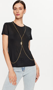 Czarny t-shirt Elisabetta Franchi w stylu casual z krótkim rękawem