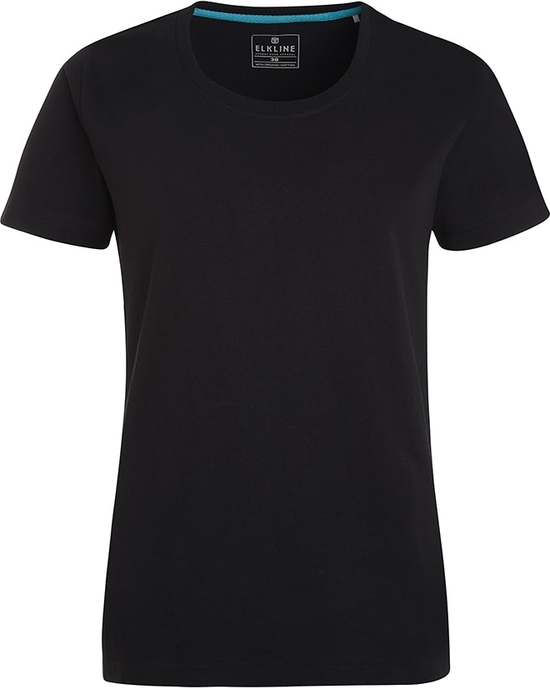 Czarny t-shirt Elkline z okrągłym dekoltem z bawełny z krótkim rękawem