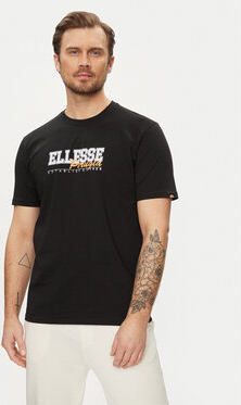 Czarny t-shirt Ellesse w młodzieżowym stylu z krótkim rękawem