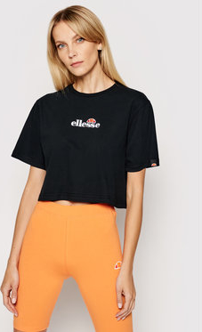 Czarny t-shirt Ellesse z okrągłym dekoltem w sportowym stylu