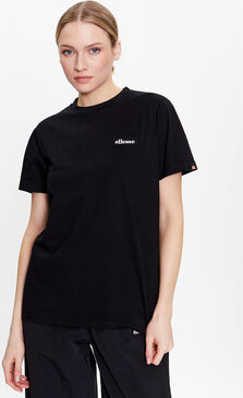 Czarny t-shirt Ellesse z okrągłym dekoltem z krótkim rękawem w sportowym stylu