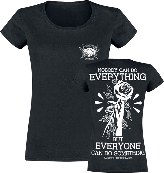Czarny t-shirt Emp z bawełny z okrągłym dekoltem w młodzieżowym stylu