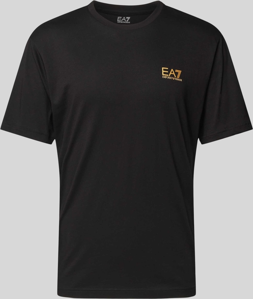 Czarny t-shirt Emporio Armani w stylu casual z nadrukiem z krótkim rękawem