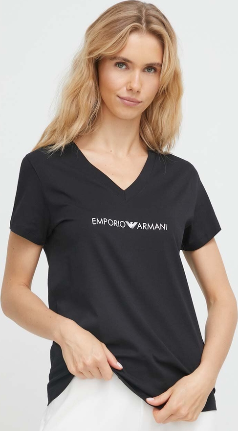 Czarny t-shirt Emporio Armani z bawełny w młodzieżowym stylu
