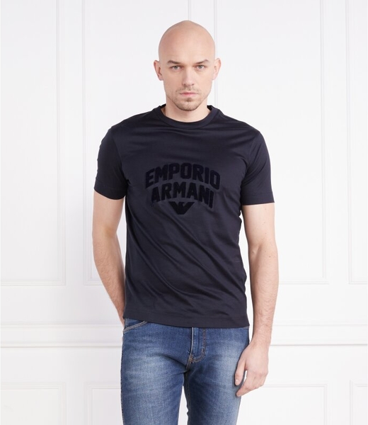 Czarny t-shirt Emporio Armani z bawełny w młodzieżowym stylu z krótkim rękawem