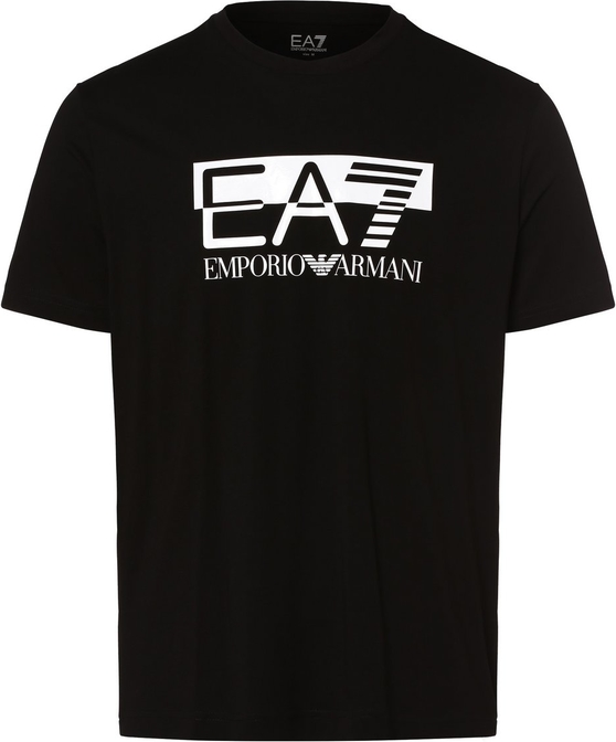 Czarny t-shirt Emporio Armani z bawełny z nadrukiem