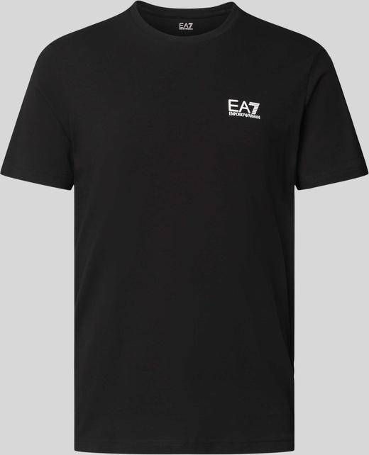 Czarny t-shirt Emporio Armani z krótkim rękawem z nadrukiem z bawełny