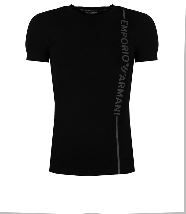 Czarny t-shirt Emporio Armani z krótkim rękawem z tkaniny